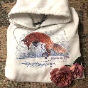 Fox Gildan Graphic Hoodie Sweatshirt XL Pocket